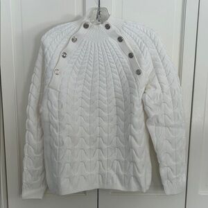 NWT Maje Ivory Cable Knit Sweater with snap Accents EU size 2